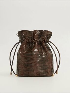 MANGO snakeskin adjustable bucket bag